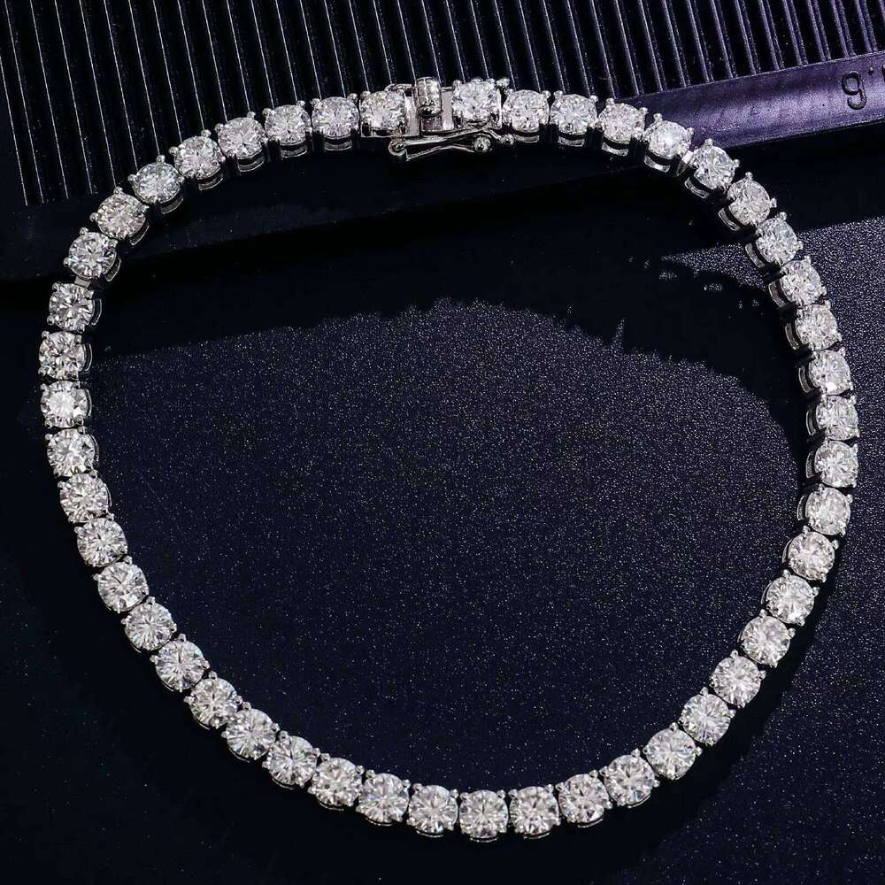 Handmade 5mm Bracelet Passes Test D Color Silicone Tennis Chain Sier Anniversary and Birthday Gift