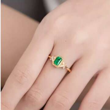 Natural Emerald Inlaid Gemstone Women's Jewelry Colorful Same Style Light Luxury Versatile Ring