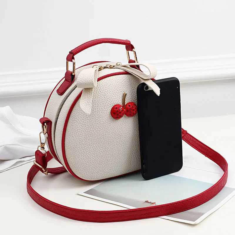 Litchi Pattern Contrast Cherry Small Purse and Handbags New Womens Sling-shoulder Crossbody Mobile Phone Bag Z250618