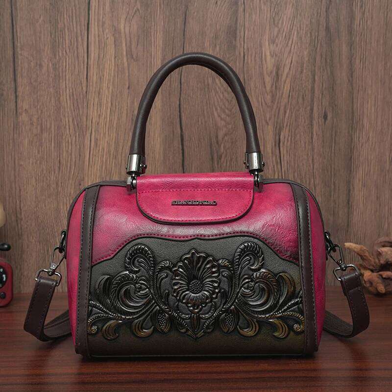 Vintage Women Designer Shoulder 3D Relief Printed Handbag Office Medium Crossbody Bag Gifts For Mom Sac Luxe