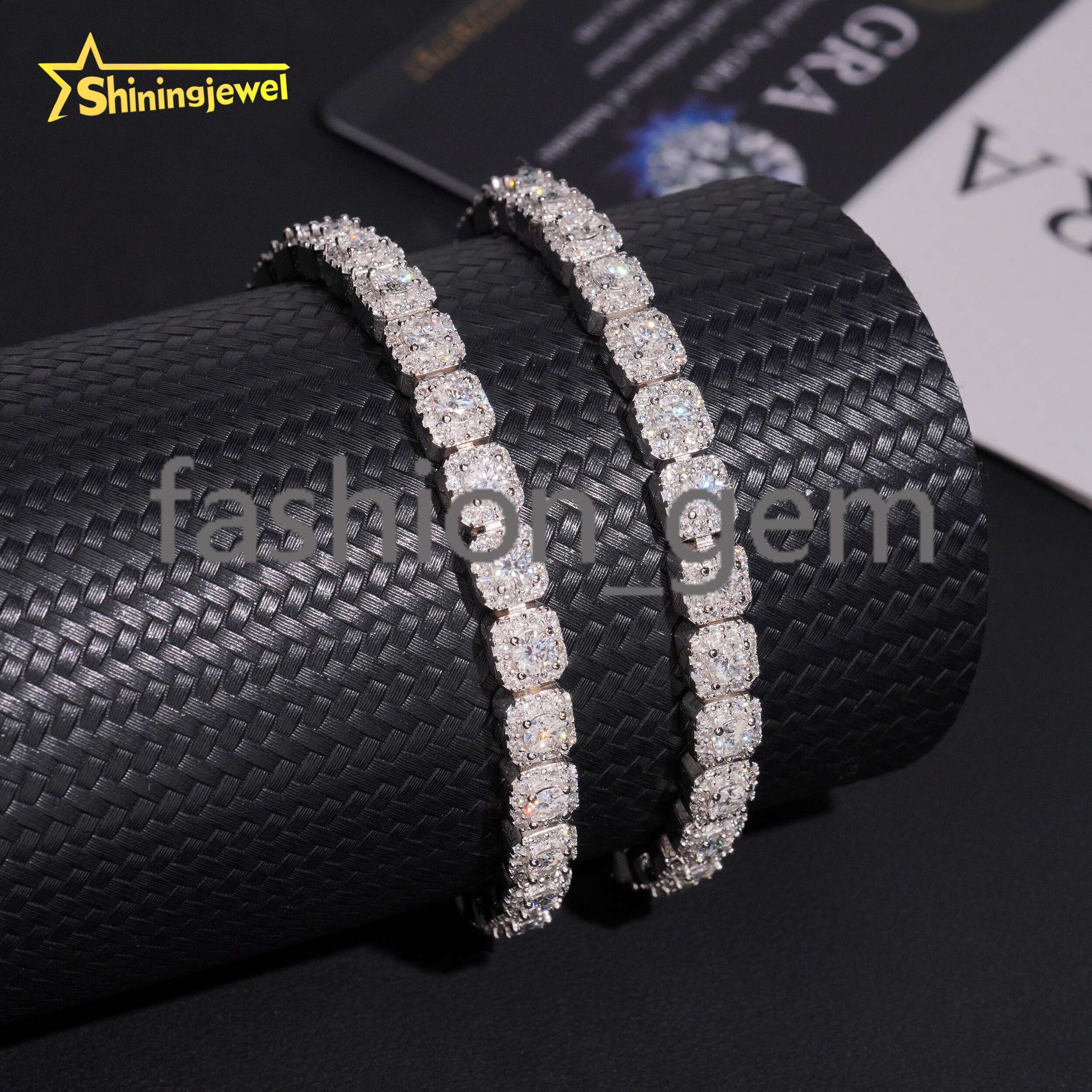 6mm Moissanite Tennis Chain Hip Hop Jewelry Iced Out Moissanite Bracelet Women 925 Silver TableTennis Engraved Gift