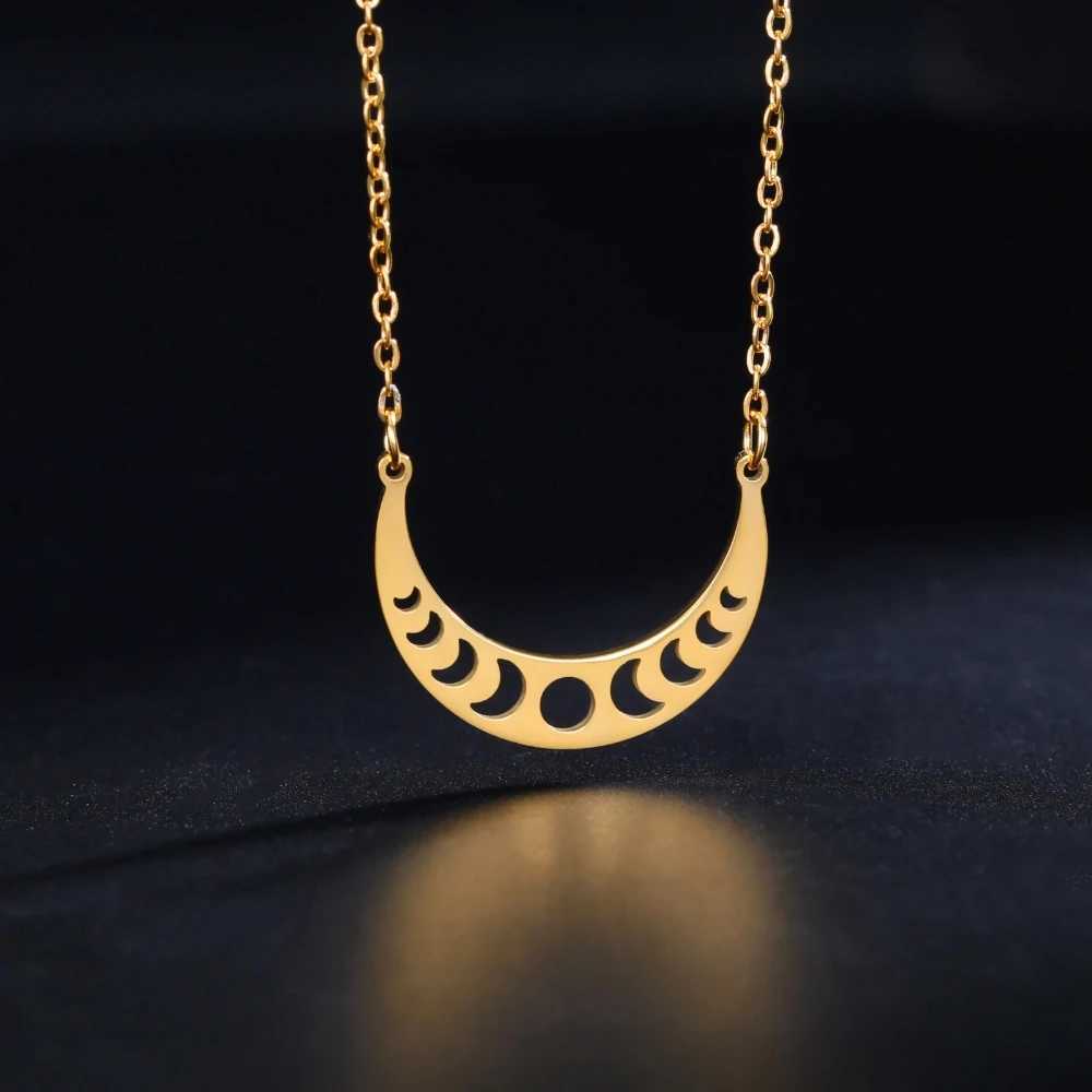 Skyrim Moon Phase Necklace Stainless Steel Choker Fashion Elegant Women Witch Crescent Moon Jewelry Gift Celestial Moonology W250618