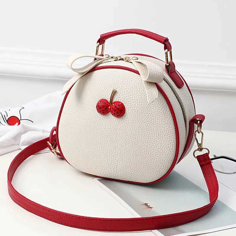 Litchi Pattern Contrast Cherry Small Purse and Handbags New Womens Sling-shoulder Crossbody Mobile Phone Bag Z250618