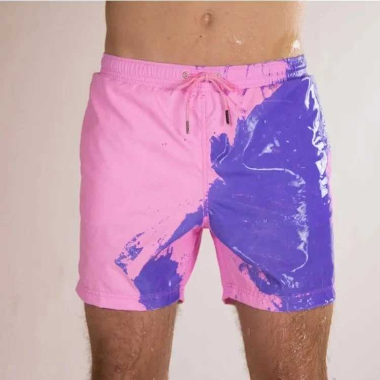 Mens beach shorts water color change beach pants color sh swimming trunks large size temperature quick change dry sens E9G3 XJ250618