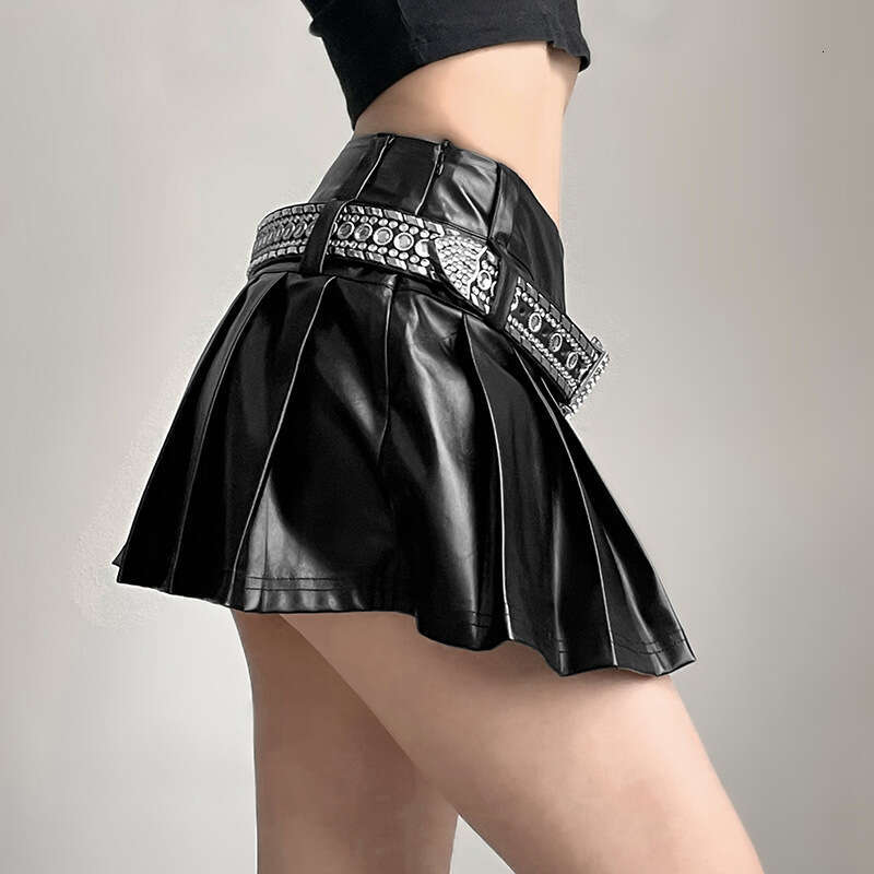 Spring/Summer New Women's Solid Color Slim Fit Street Fashion High Waist Pleated Skirt B5