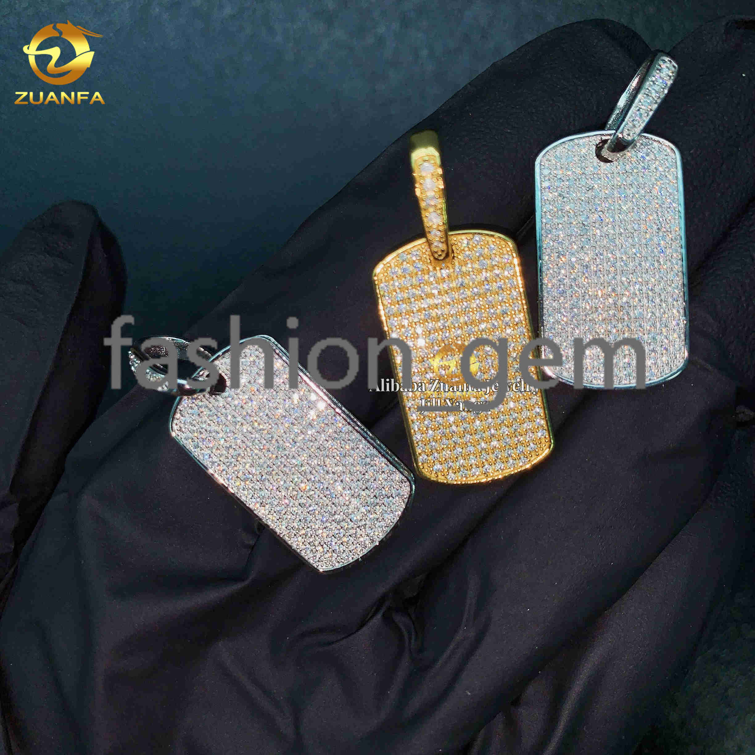 Affordable Small Gift Simple Design Small Dog Tag Pendant Poker Moissanite Pendants Iced Out Jewelry Custom Moissanite Pendant