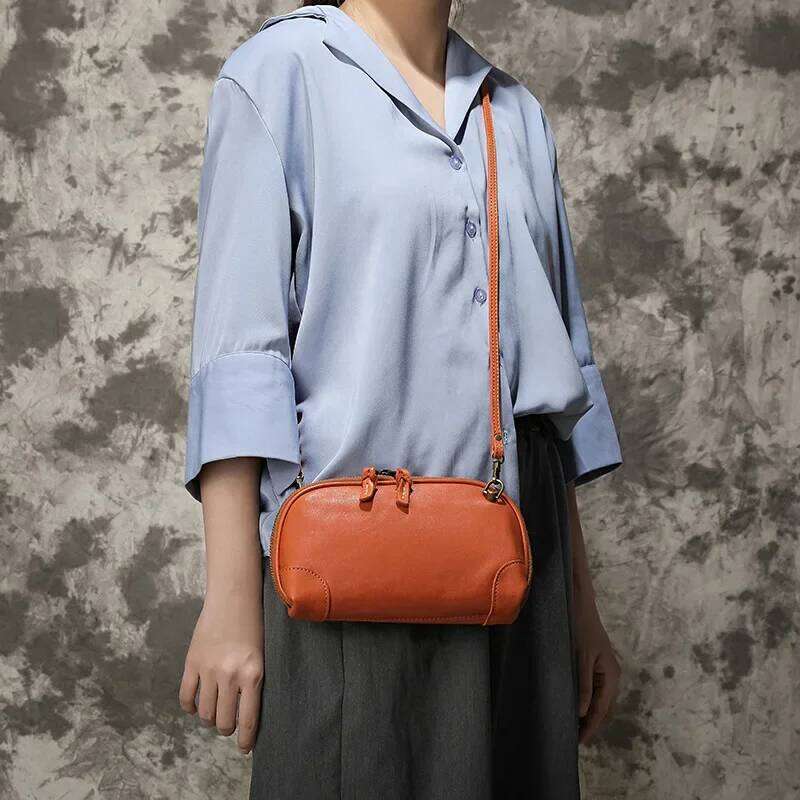 Transmountain Genuine Handbag Women's Crossbody Soft Skin Plantation Leather Vintage Artistic Single Shoulder Bag