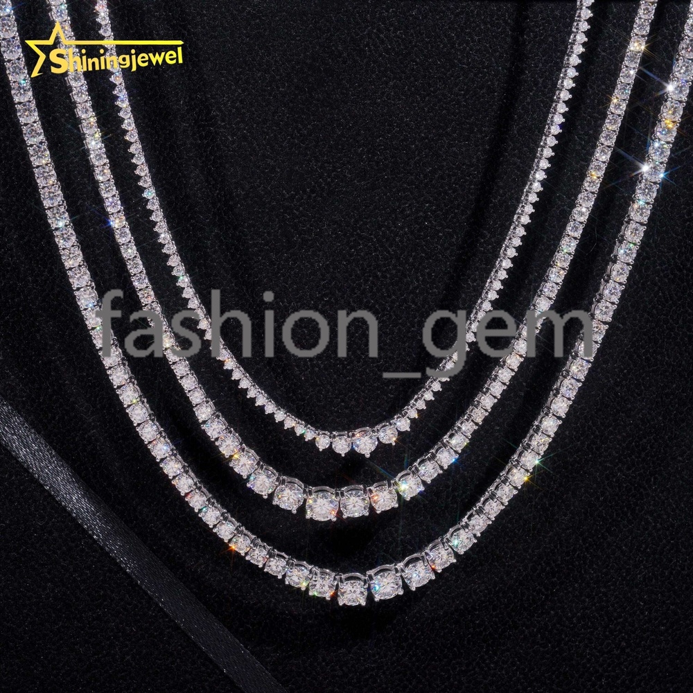 Fine Jewelry 925 Sterling Silver Fashion Women 2mm 3mm 4mm Gradual VVS Moissanite Tennis Chain