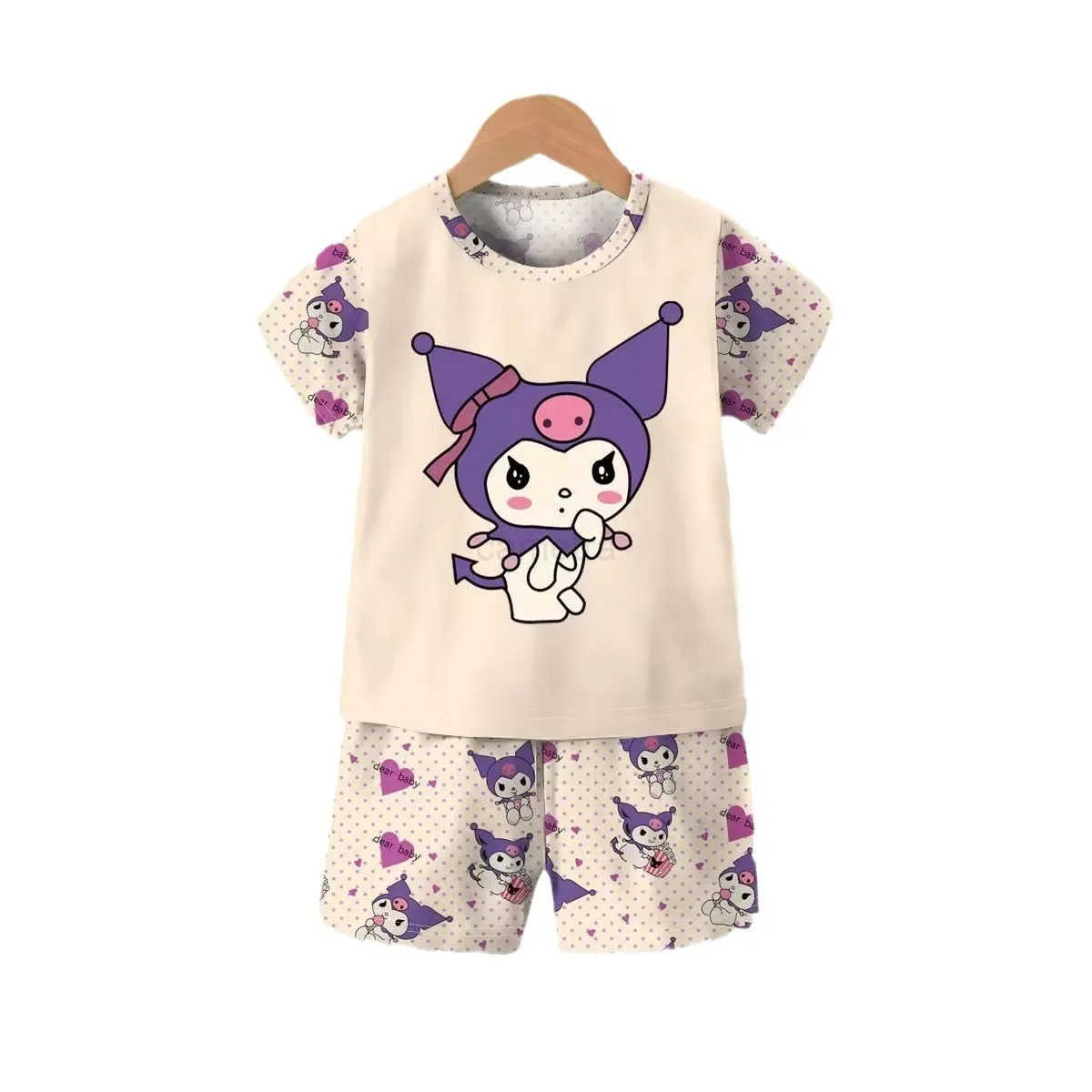 Sanrio 2025 New Girls Pajamas Spring Summer Short Sleeve Thin and Breathable Homewear Set Lightweight Sleepwear for Kids XJ250618XJ250618