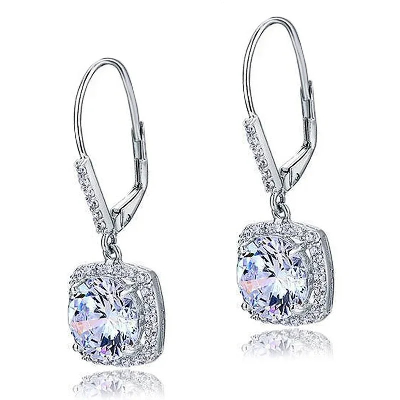Huitan Fashion Bright CZ Drop Earrings Female Exquisite Ear Accessories Elegant Temperament Jewelry for Wedding 250617