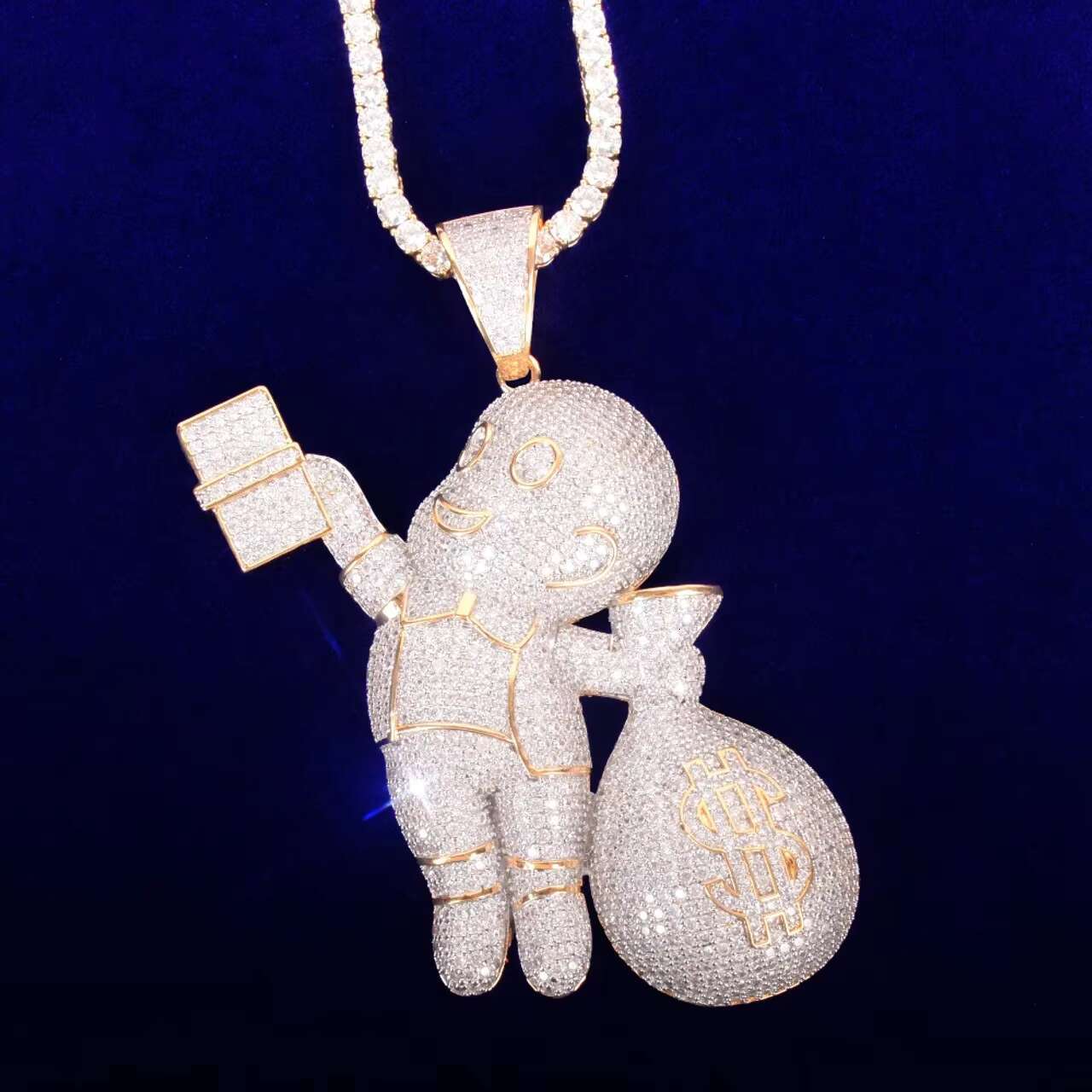 New Arrival 18K Gold Casper Money Bag Hip Hop Style Diamond Pendant with Dollar Sign Moissanite Jewelry for Men and Women