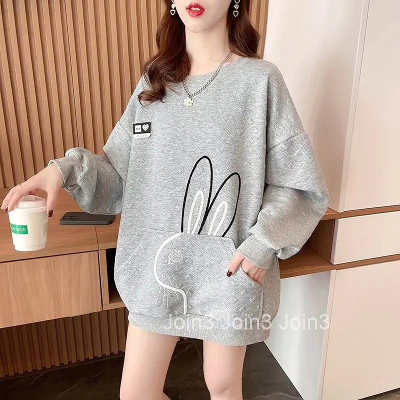 Grey Sweatshirt for Women Korean Woman Tops Black Coat Fashion Xxl On Promotion Kpop Outerwears 2025 Trend Pullover Matching E M