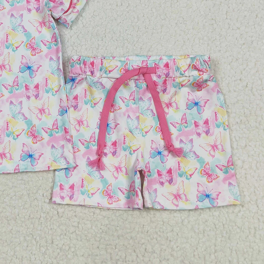 6.13 GSSO2601 Colorful Short Sleeve Pajama Set with Waist Ties for Children - Cute Bug Theme Sleepwear for Kids 250617