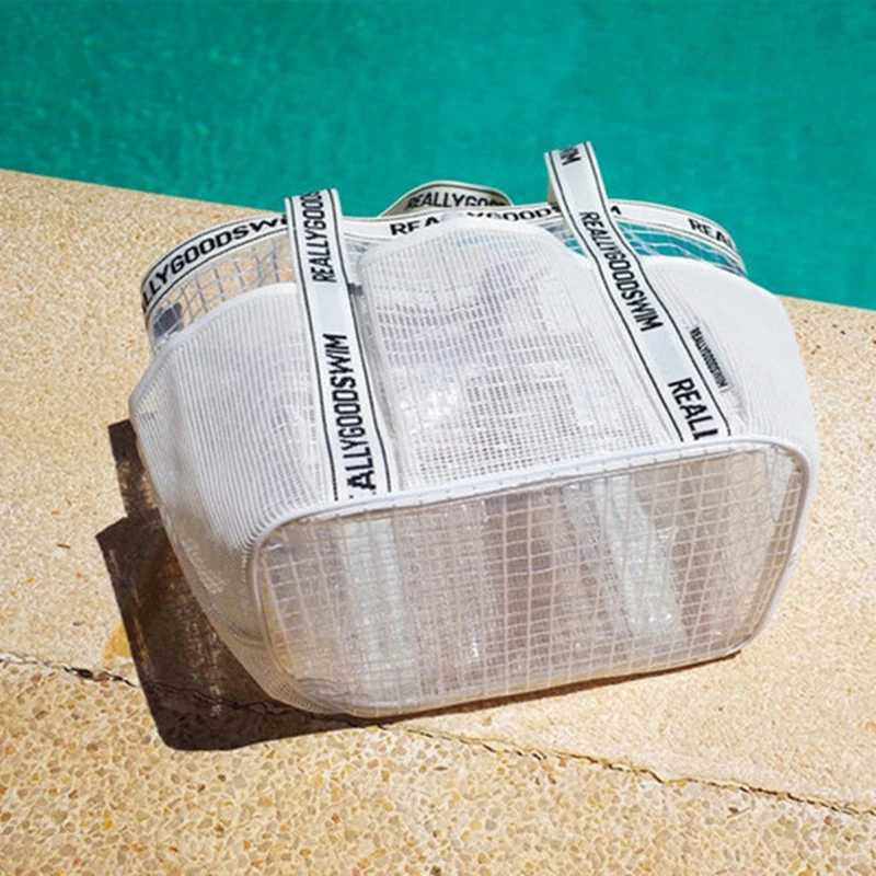 Gym Bag Beach Bag Fis Transparent Waterproof Multi-Pocket Tote Swimming Mesh Bags High Volume Beach Organizer Travel Swim B250618
