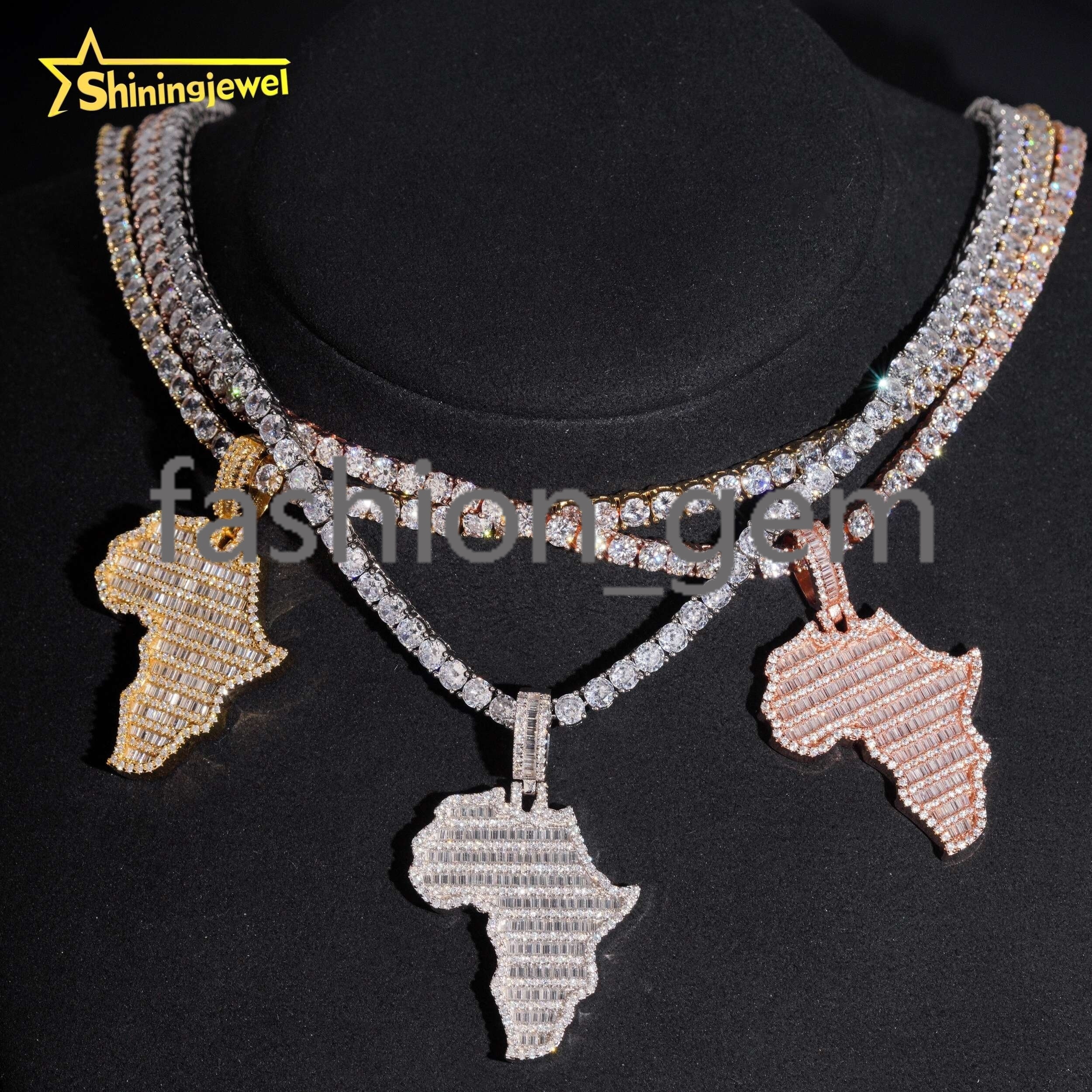 Hip Hop Silver 925 Custom Pendant Iced Out D Color VVS Moissanite Diamond Map Mens Pendant