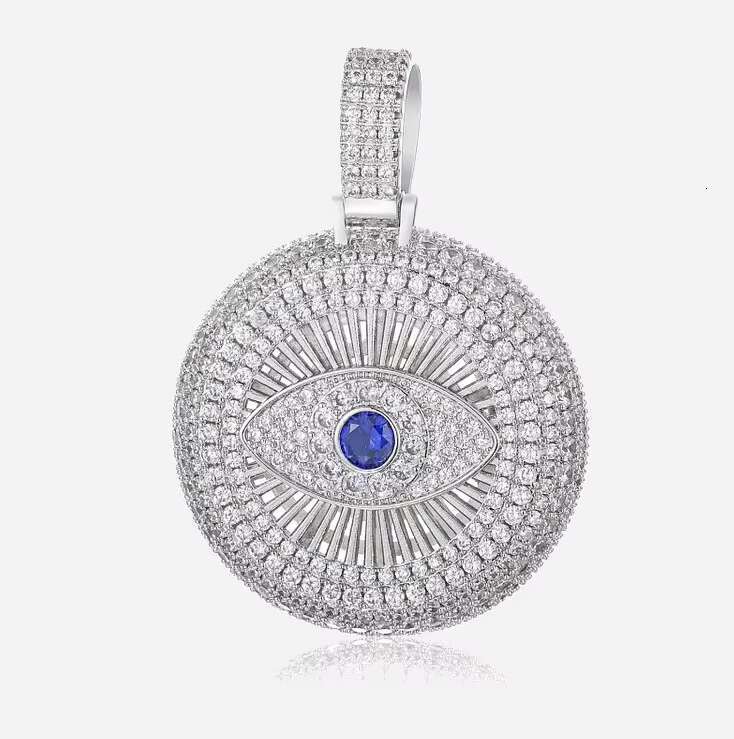 European and American Popular Devils Eye Lucky Moissanite Pendant Charms Hip Hop Necklace with Turkish Jewelry Charms