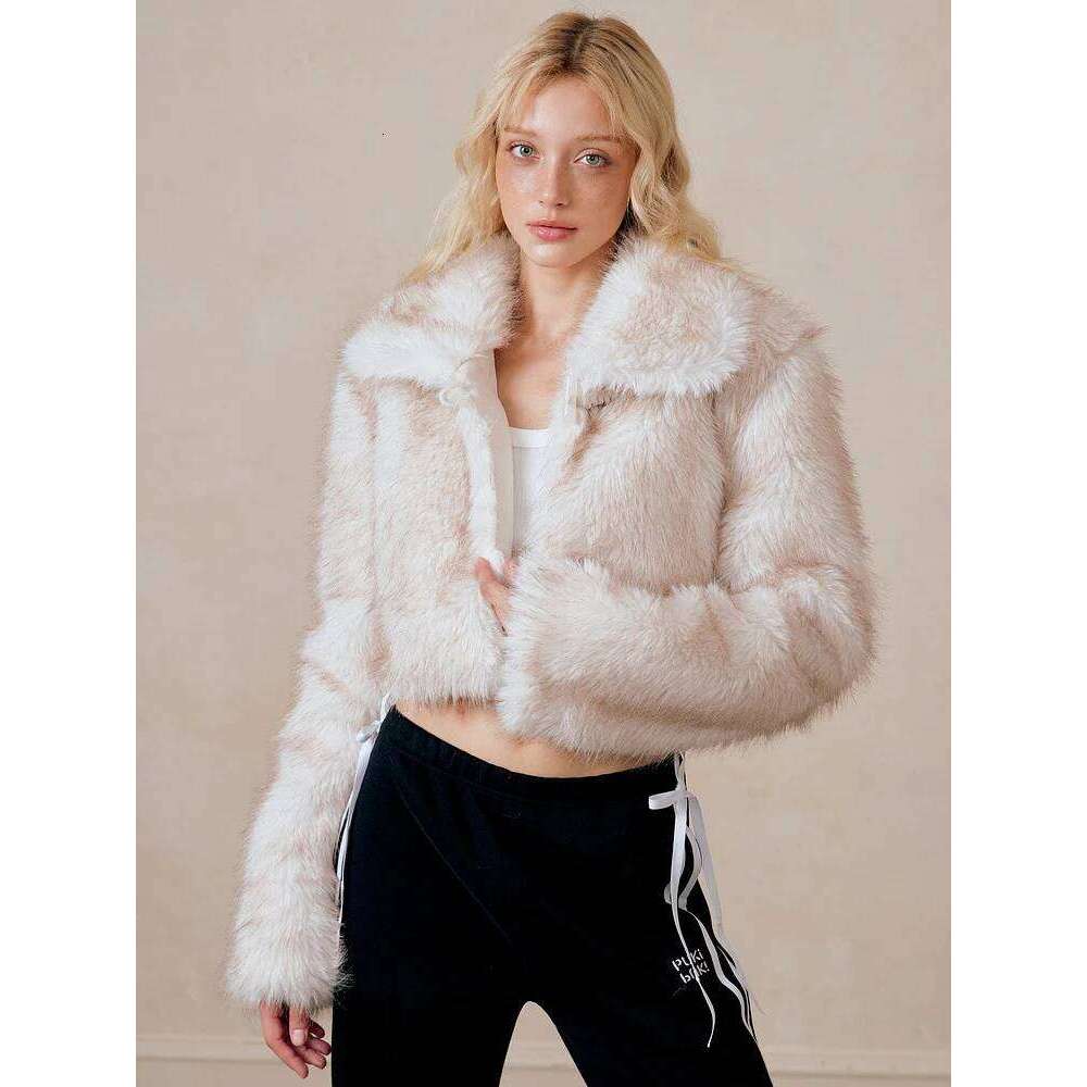 ZADORIN Preppy Style Fluffy Cropped Turn Down Collar Faux Coat Y2K Girls Fur Jacket Winter Clothes Women 2024