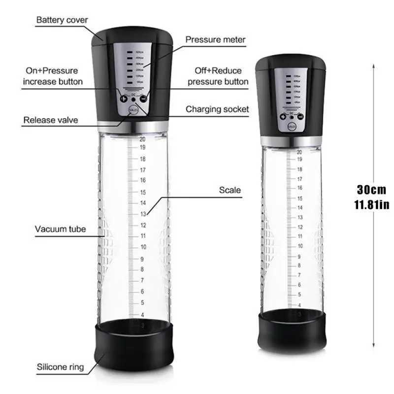 Electric Penis Pump Male Masturbator Vacuum Pump Extender Enlarger Dick Pump Cock Ring Adult Delayed Ejaculation Training 18+ W250618