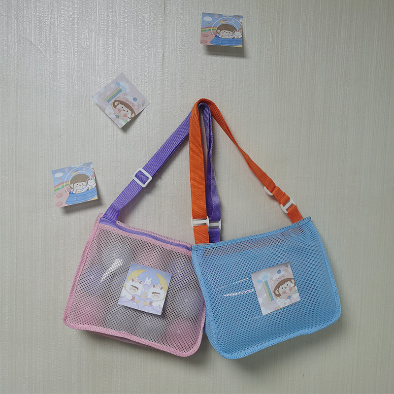 Single Shoulder Stationery Storage Stickers Toys Collection Beach Bag Clothes Children's Handheld Mesh Foldable