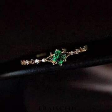 Color Inlay Natural Tsavorite Emerald Same Style Light Luxury Versatile Ring