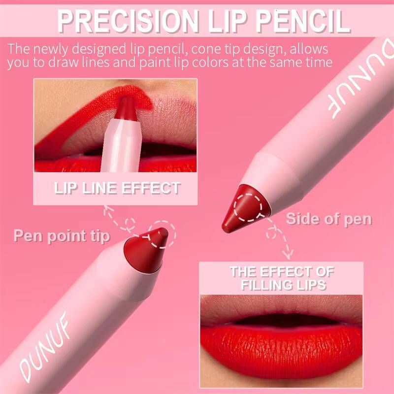 18 Colors Lipstick Pencil Matte Velvet Waterproof Long-lasting Non-stick Cup Stick Sexy Rose Red Nude Brown Lip Liner Makeup happy