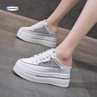 Platform White Sneakers Women, Small Size, Petite Women's Shoes, 2025 New Spring and Autumn Style, Casual Sports Shoes with Hidden Wedge for Stud