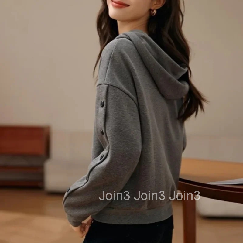 Loose Long Sleeve New In Baggy Hooded Sweatshirt for Women Essential Korean Clothing Hoodies Youthful Clothes Basic M Woman Tops
