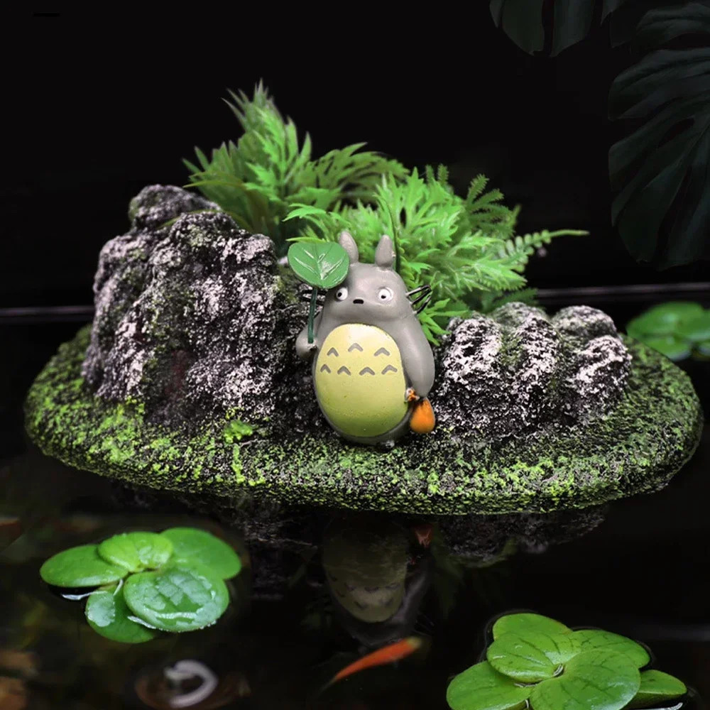 Suspended Island Fish Tank Decorative Creative Floating Stone Simulation Plants Caverns Crafts Ornaments Aquarium Accessories 250613