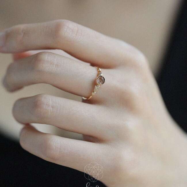 Amber Peninsula Zen Aesthetic Simple High-end Natural Citrine Rose Cut Luxury Ring