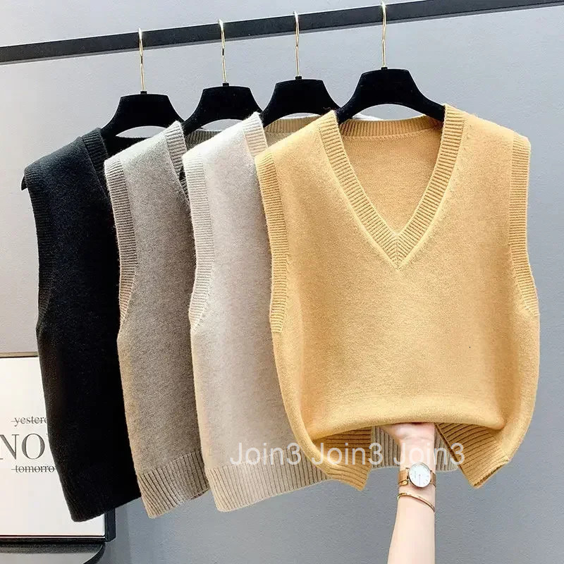 Female Sweater Sleeveless V-Neck Solid Waistcoat Y2k Tops 2025 Clothing Sales Trend Womens Knitted Vest New In Classic Warm