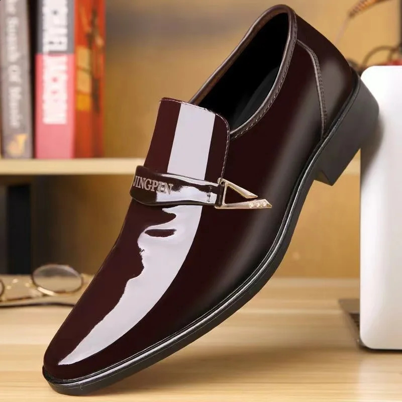 Men Lacquer Leather Shoes Business Korean Edition British Pointed Set 250612