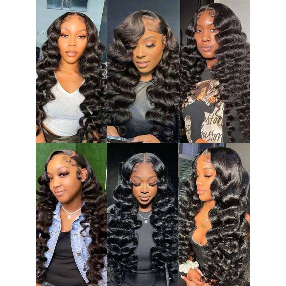 40 Inch Loose Deep 360 Front Human Hair Preplucked Brazilian Nature Water Wave 13x6 HD Lace Frontal Wig For Women
