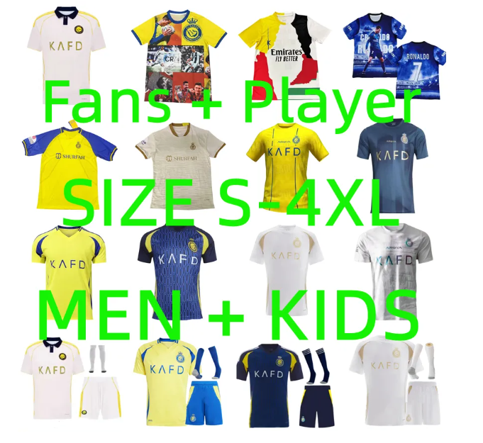 24 25 26 Al Nassr FC soccer Jerseys Ronaldo MANE Home Fofana Brozovic away 2025 2026 CR7 Gonzalo Martinez Talisca men kids kit Football shirt Nassr fans Player Version