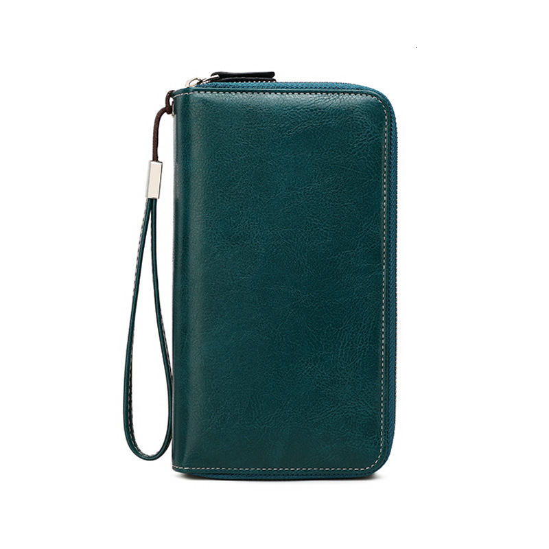 Free Shipping New RFID Anti-theft Women's Wallet Double Zipper Long Designer Wallet European And American Retro Large Luxury Capacity Clutch Fash