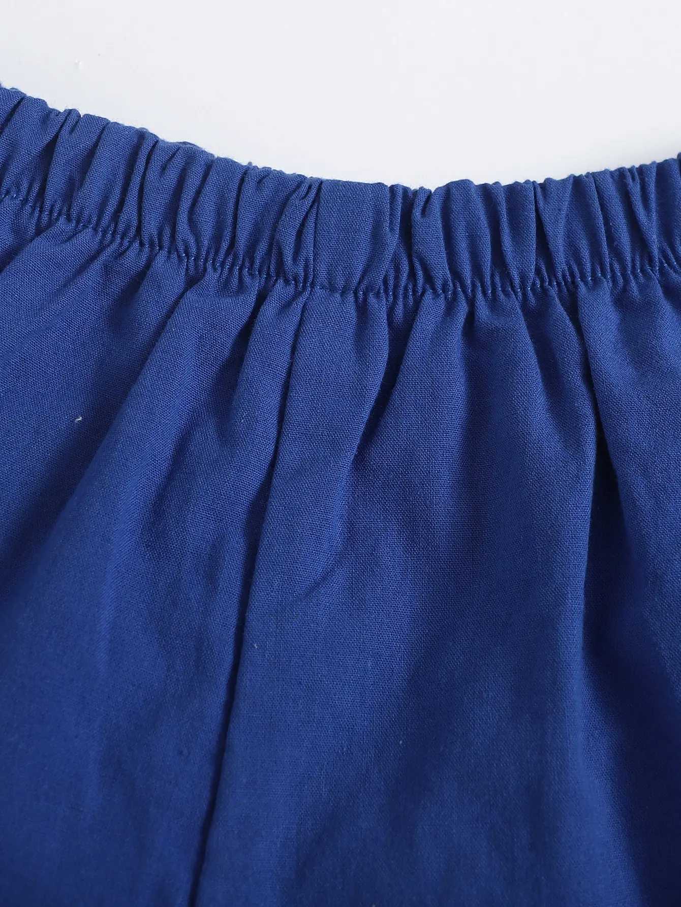 Girls dark blue ruffled shorts - comfortable elastic waist designC250617
