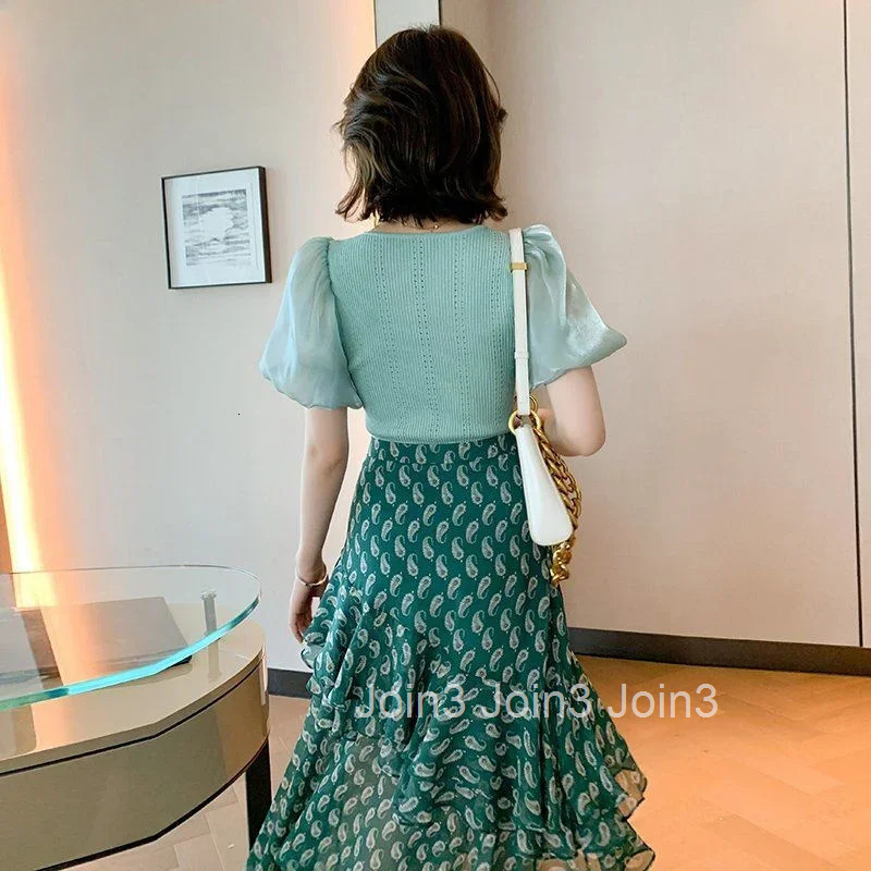 2 Pieces Sets for Women Kawaii Short Sleeve Ruffles Woman Outfit Skirt New Matching Vintage Y2k Clothes Chic and Elegant Stylish