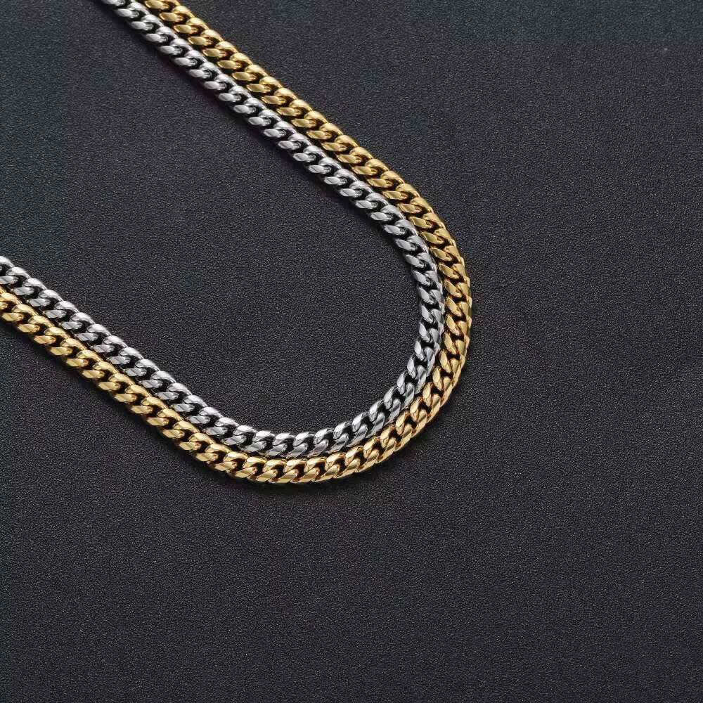 SC003 6mm Stainless Steel Cuban Link Chain Hip Hop Chain Necklace