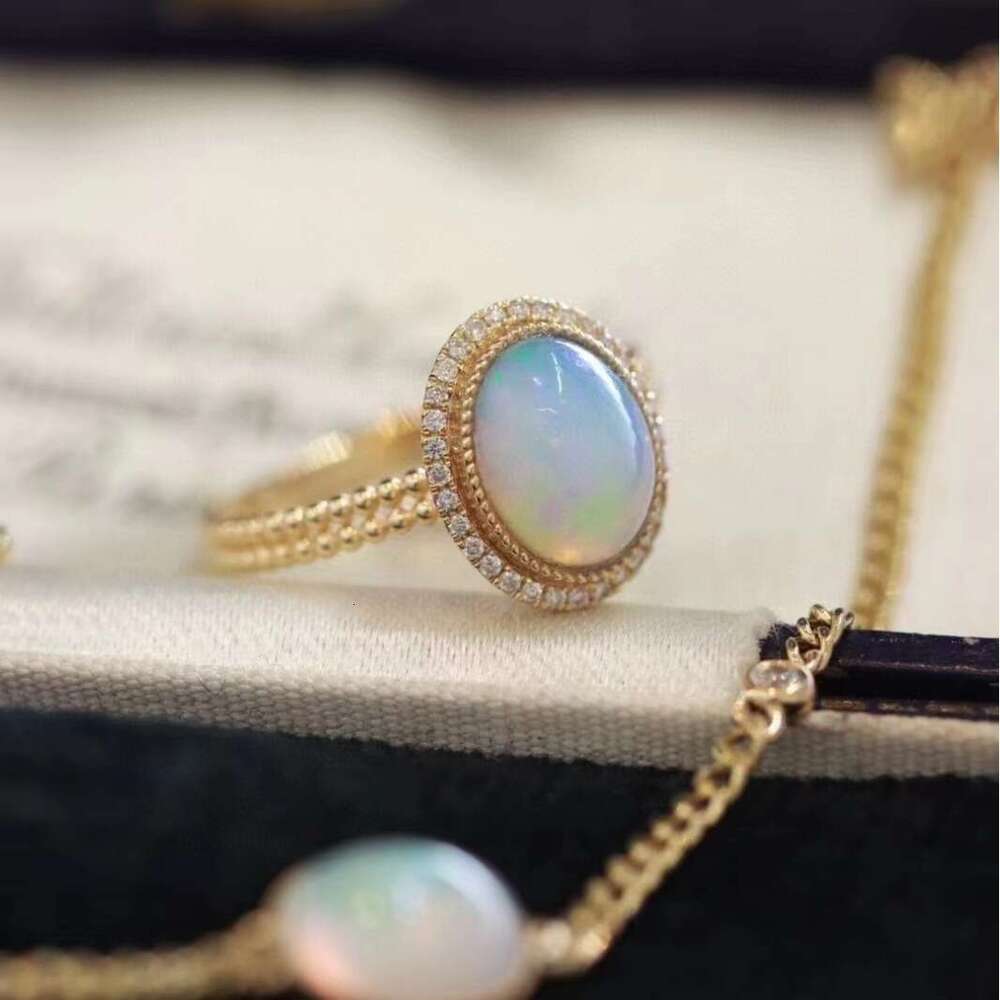 Natural Opal Strong Fire High-end Sense Niche Design Candy Color Light Luxury Exquisite Ring Ins Style Jewelry