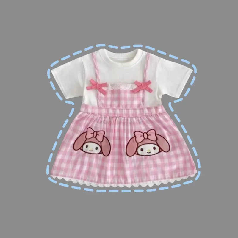 Sanrio Sanrio Summer Girls Dress Cotton Cartoon Unicorn Kuromi Party Princess Dresses For 3-8 Years Girls Daily Leisure DressXJ250618