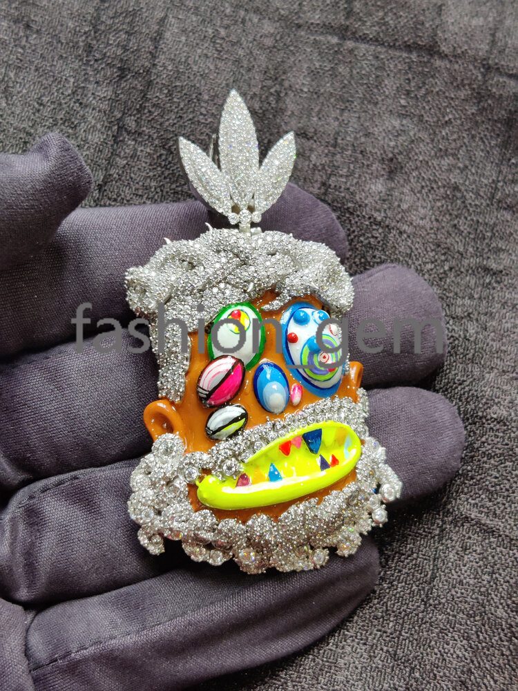 Custom 7.20 Ct Diamond Pendant 925 Silver Iced Out VVS Moissanite Pendant Faced Mossanite Jewelry Gift for Him