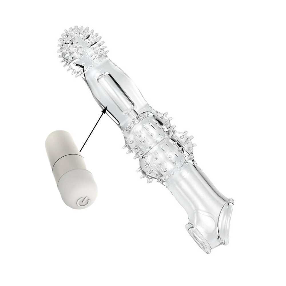 Reusable Condoms Extend 8cm Penis Enlargement Sleeve Vibrator Cock Ring Sex Toys for Men G Spot Vibrating Delay Ejaculation W250618
