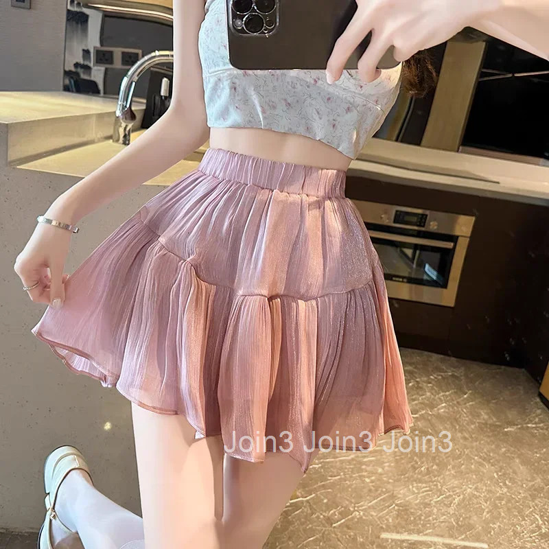 Ruffle Short High Waist Pleated Mini Skirts for Women Pleat New in Chic and Elegant A Line Stylish V Y2k Vintage Woman Skirt
