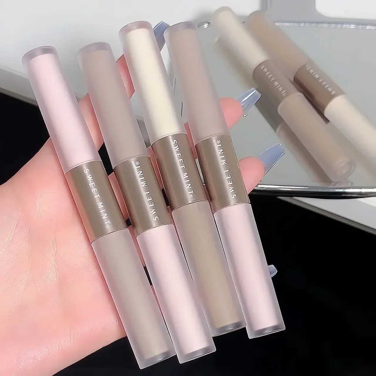 Double-ended Highlighting Contouring Stick 2-in-1 Concealer Pencil Cement Gray Three-dimensional Nose Shadow Bronzers Makeup Pen XJ250618