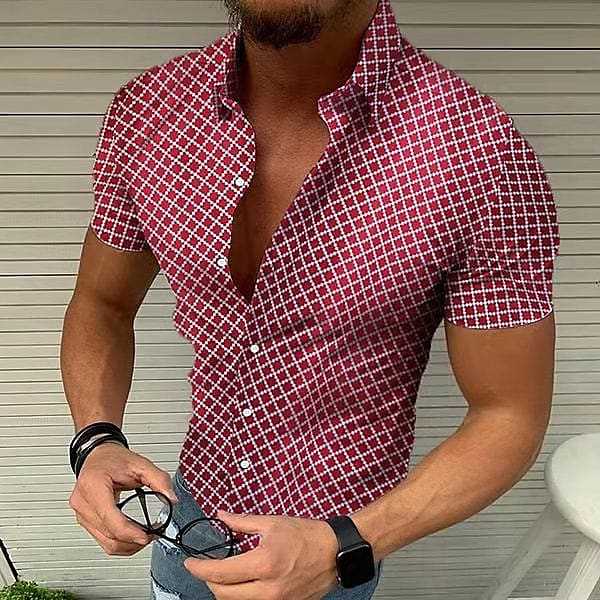 designer t shirt Summer Casual Shirts Men's short-sleeved shirt with polka dot print top Size: S-3XL (European Size)