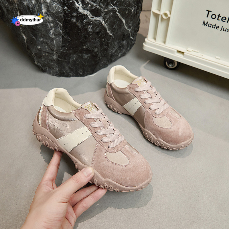 Genuine Leather Thick-Soled German Training 2025 Spring New Versatile Breathable Soft-Soled Comfortable Casual Shoes for Women ddmythur