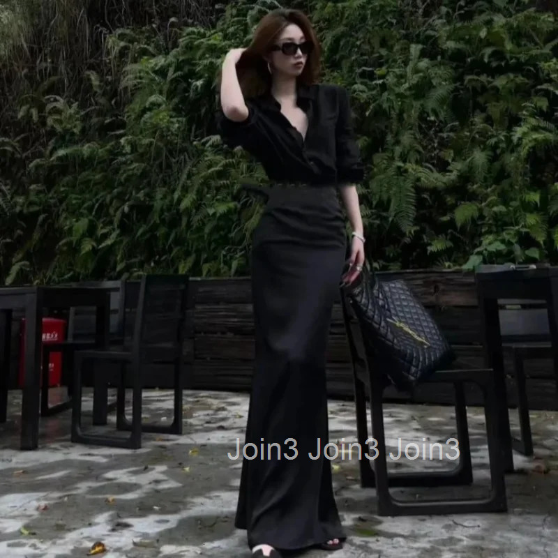 Female Outfits Mature Skirt Sexy Slit Womens Two Piece Set Short Sleeve Luxury Designer Clothing Korea Summer Fashion 2025 Full