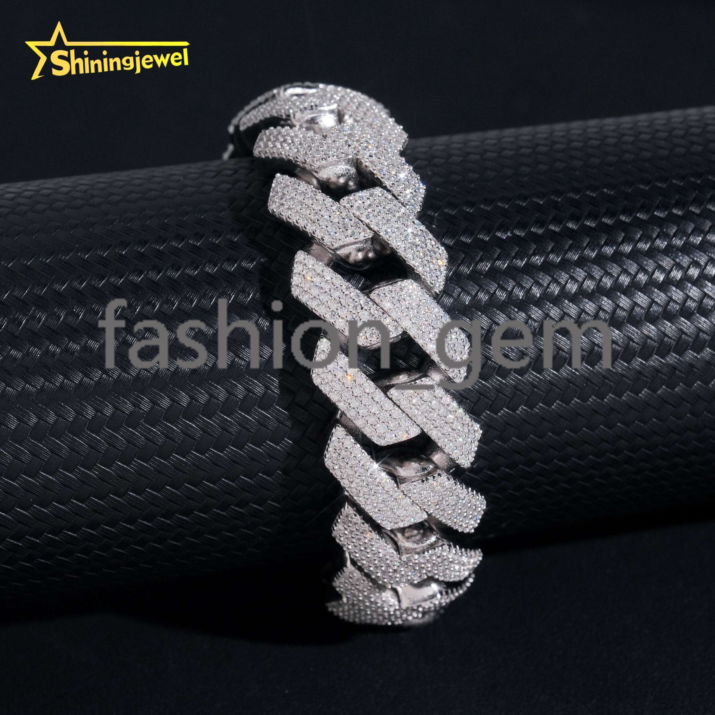 Heavy 20mm Prong Chain 4 Row Moissanite Cuban Bracelet Necklace Custom Hip Hop Diamond Cuban Links Cuban Chain Moissanite