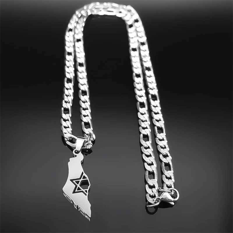 Israel Hexagram Magen Star of David Country Map Pendant Necklace for Men Women Stainless Steel Chain Necklaces Jewelry NXS05 W250618