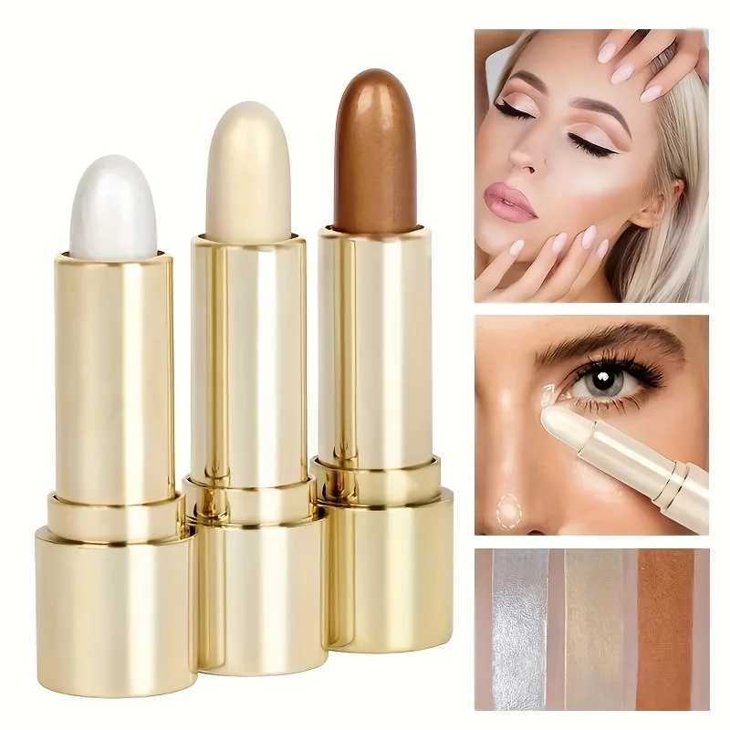 3 Color Highlighter Stick Portable Face Contour Natural Shimmer Glow Long-Lasting Cream Highlighter for Cheekbones Nose XJ250618