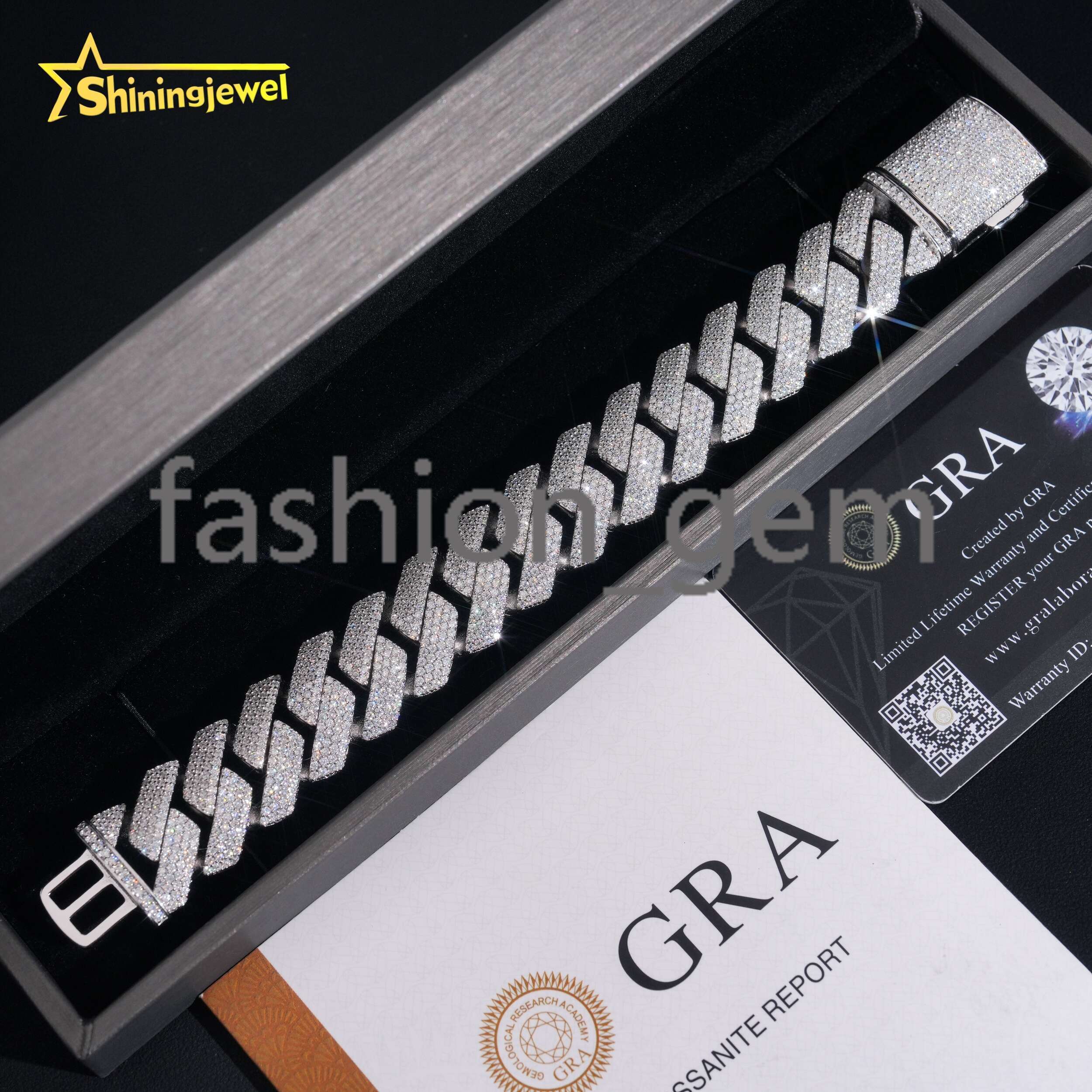 Heavy 20mm Prong Chain 4 Row Moissanite Cuban Bracelet Necklace Custom Hip Hop Diamond Cuban Links Cuban Chain Moissanite